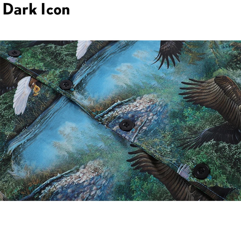 Мужская рубашка в стиле хип хоп Dark Icon гавайская с изогнутым краем и принтом Dreams на