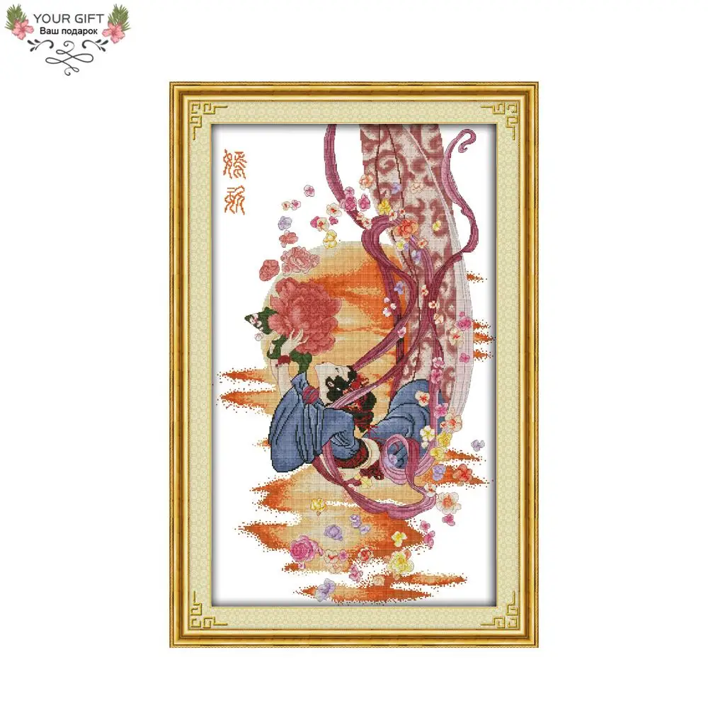 

Joy Sunday Counted and Stamped The Heavenly Maids Scatter Blossoms Cross Stitch kits for Home Decor R355(1)