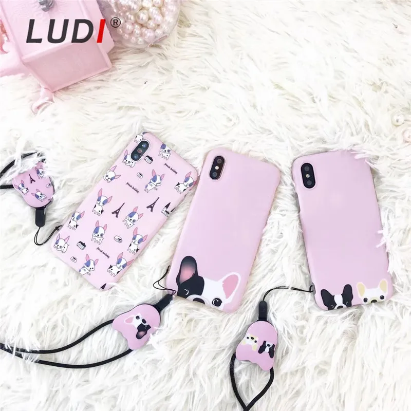 LUDI милый чехол с французскими Собаками Для iPhone X 7/8 plus мягкий Pro-TPU хипстерский