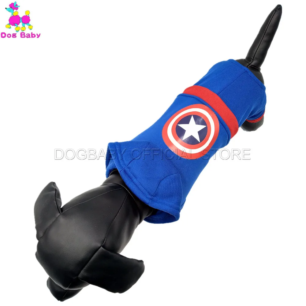 Осенне-зимняя куртка для собак DOGBABY 100% хлопок с принтом Капитана Америка одежда
