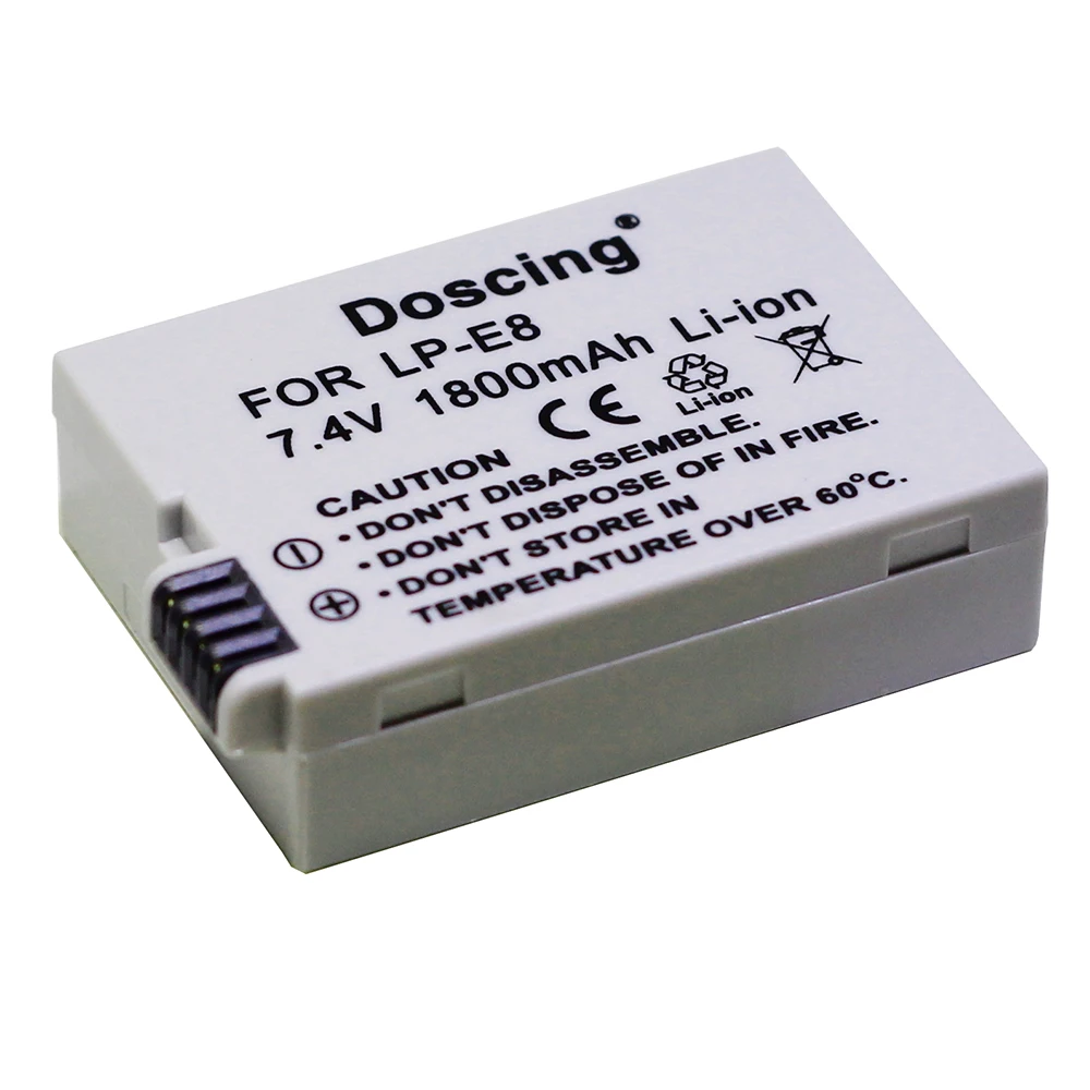 Doscing 4 pcs 1800mAH LP-E8 LP E8 LPE8 Rechargeable Batteries for Canon 550D 600D 50D 700D Battery | Электроника