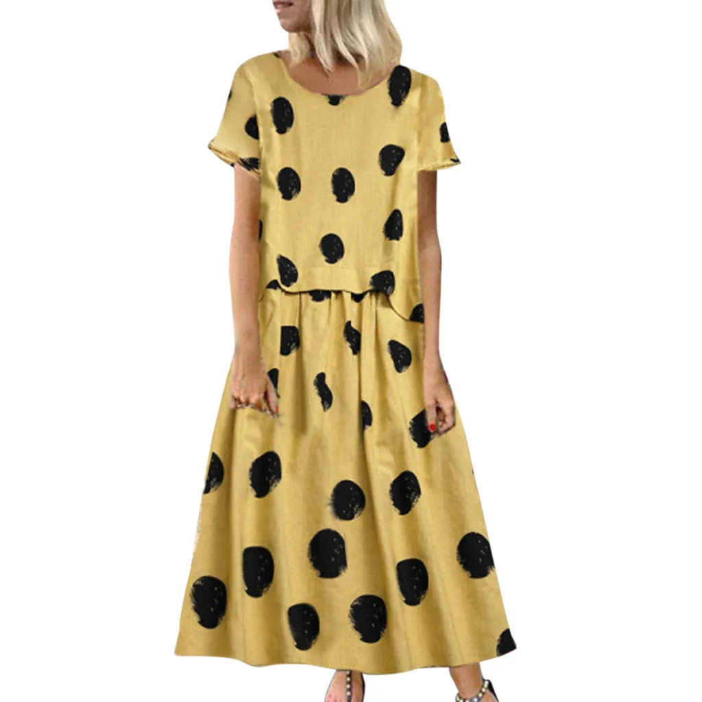 Женское повседневное Повседневное платье без рукавов винтажное в горошек с