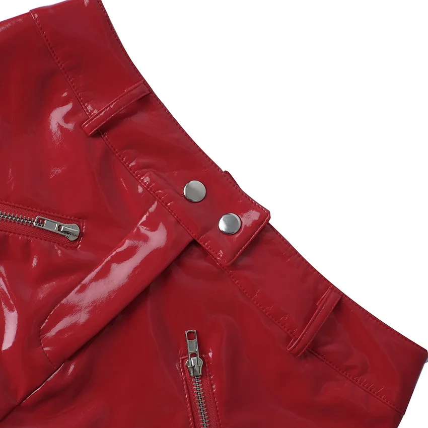 Летние Для женщин красные юбки-карандаш юбка из искусственной кожи Эротичная