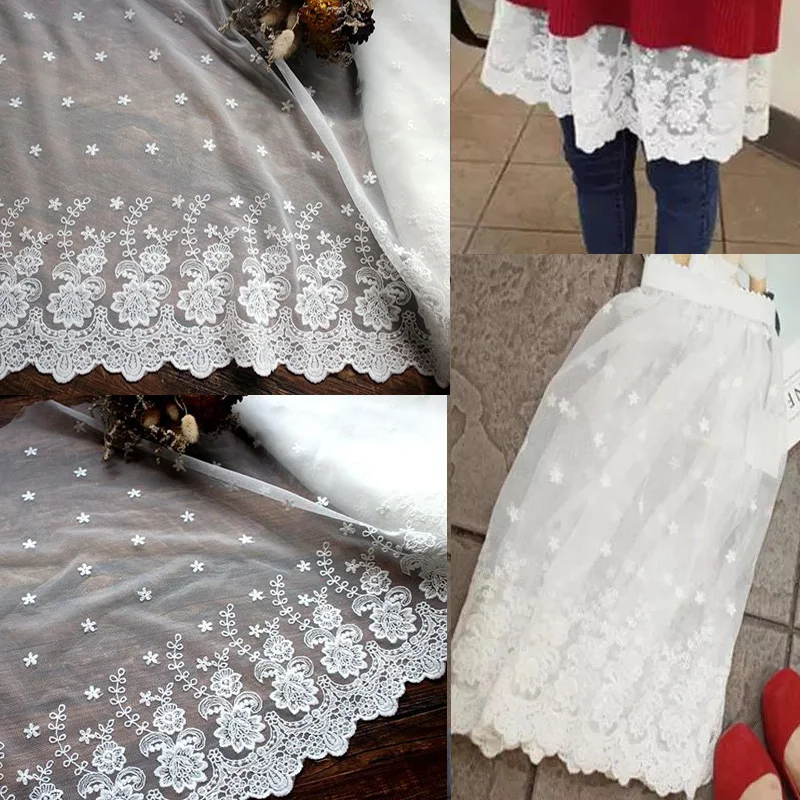 

5Yards/Lot Free shipping 45cm Wide Black White Beige Flower Sweet Net Lace Trim / DIY Handmade Fabric/ Clothing Accessories