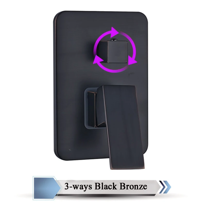 3-Way Black Bronze Латунный Смеситель для горячей и холодной ванны, настенный клапан управления водой, однорычажный душевой контроль, ручка, 5 цветов - Цвет: 3-Way Black Bronze
