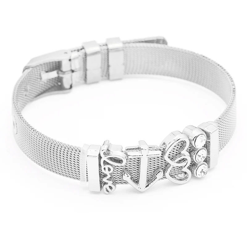 Модный розовый золотой цвет из нержавеющей стали сетчатый Браслет Набор