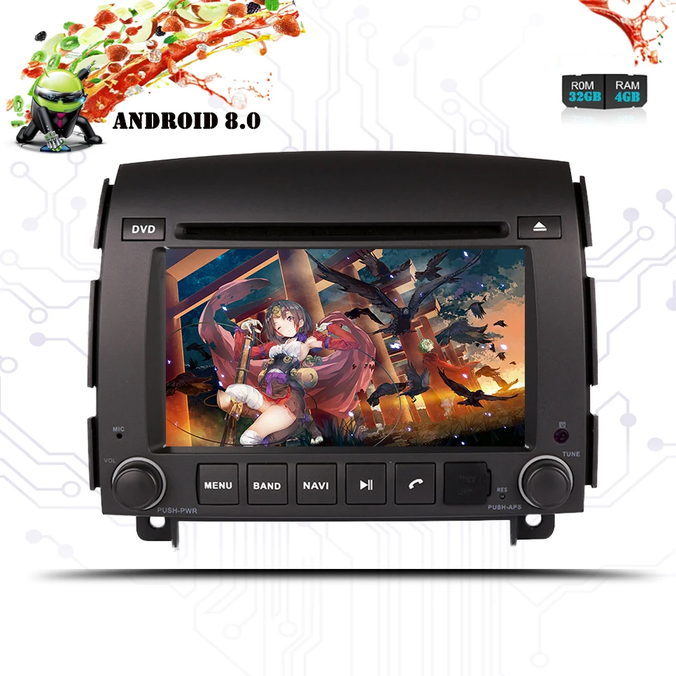 Восьмиядерный 1024*600 Android 8 0 автомобильный DVD GPS навигационный плеер Deckless стерео для