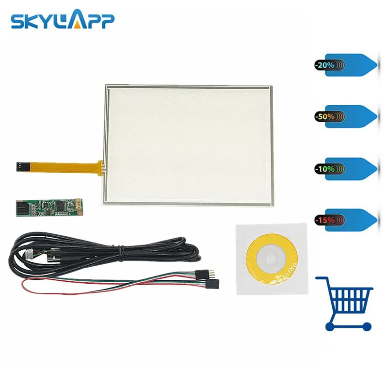 

Skylarpu 4-проводная резистивная сенсорная панель, контроллер USB для AUO A080SN01, ЖК-экран, сенсорная панель, стекло, бесплатная доставка