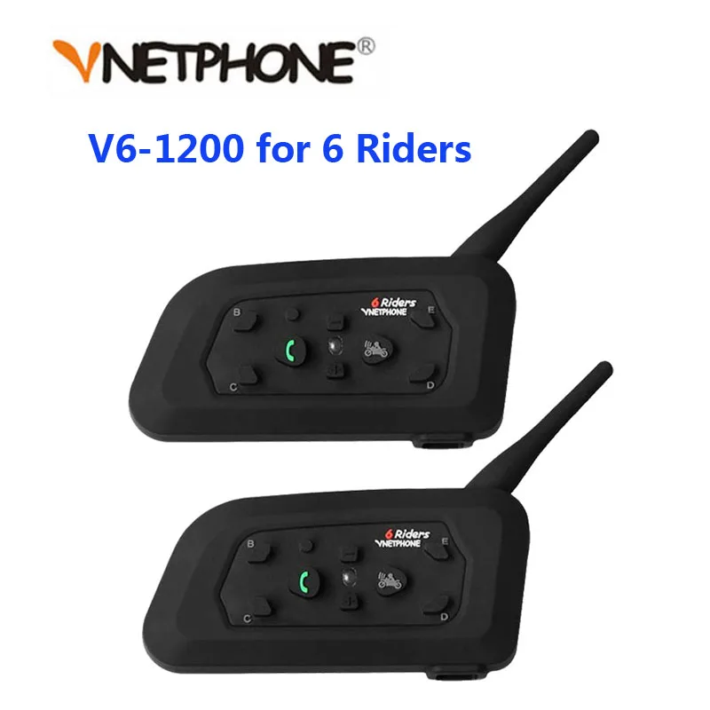 Vnetphone 2 шт 1200 м Мотоциклетный Bluetooth шлем домофон для 6 гонщиков BT беспроводной водонепроницаемый переговорные гарнитуры MP3