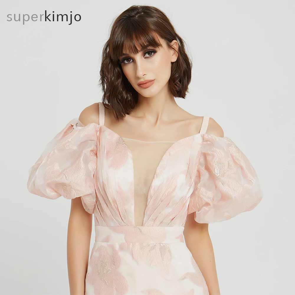 Kimjobridal/розовые платья для выпускного бала с коротким рукавом милым вырезом