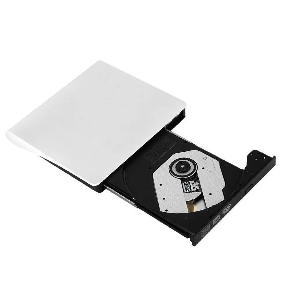 Белый тонкий внешний USB 3 0 DVD RW CD записывающее устройство для чтения дисков