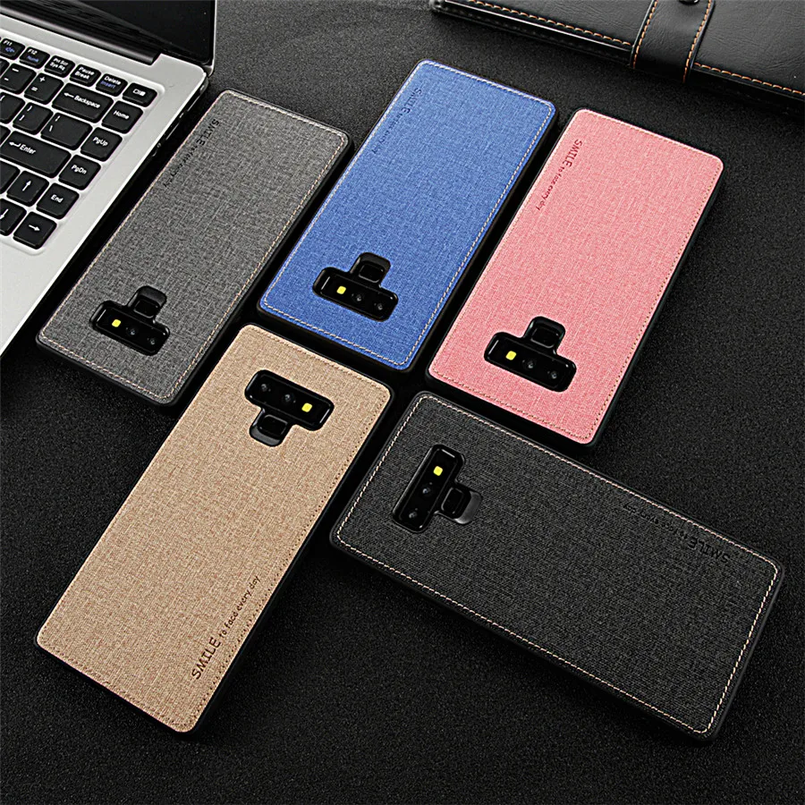 note 9 casing case cover for samsung galaxy 8 s8 s9 plus + luxury silicone edge bumper fabric shockproof hard back |