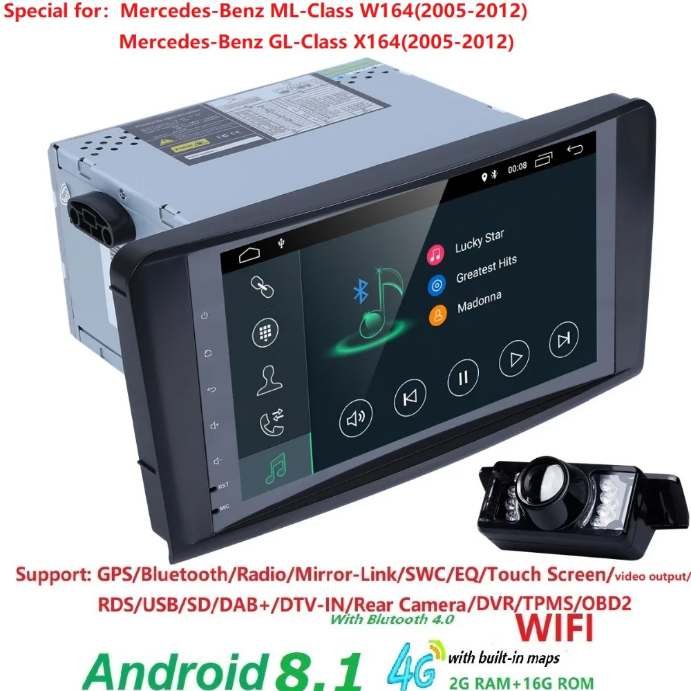 9 &quot2 din autoRadio GPS Android 8.1 Car Multimedia Head unit for Mercedes Benz ML W164 ML350 GL X164 dinli 450 2005 -2012 WIFI 4G |
