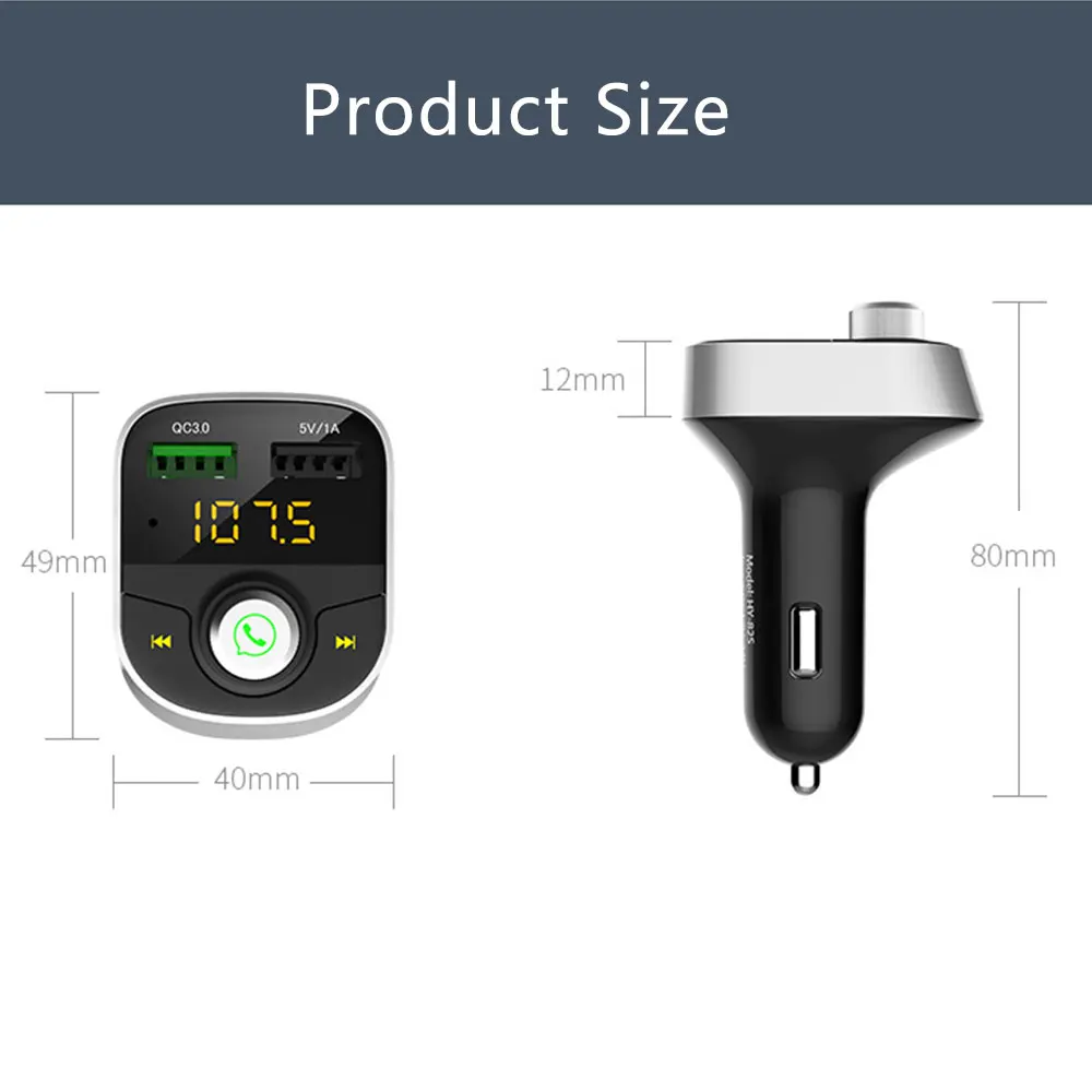 Автомобиль Bluetooth MP3 плеер FM передатчик QC3.0 Dual USB Интерфейс зарядки U диск Play