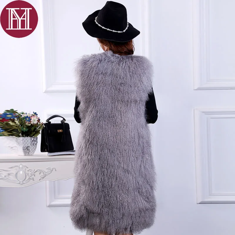 Женский жилет из натурального меха монгольской овцы зимняя теплая Женская