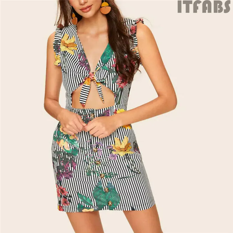 Женское летнее мини-платье в стиле бохо Клубное сексуальное открытое платье