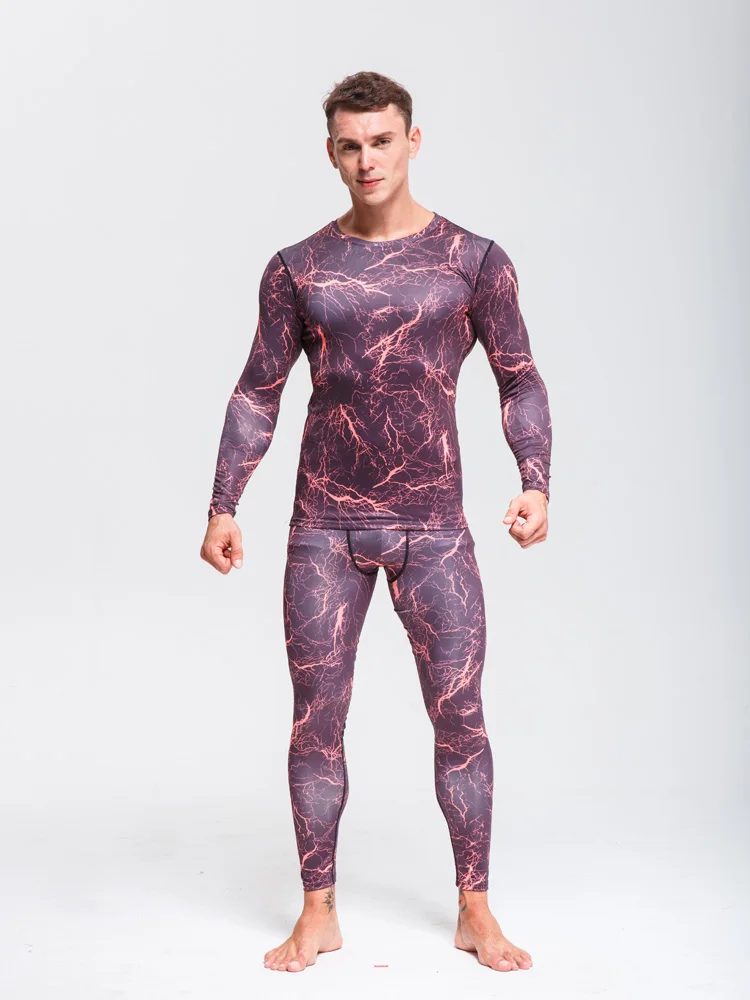compression set 6 Велоспорт базовый слой мужской костюм Велосипедное Нижнее белье Мужская одежда для бега быстросохнущая Влагоотводящая спортивная одежда Камуфляжный спортивный костюм для мужчин - Цвет: compression set 6