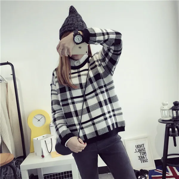 Осень-зима 2019 теплые женские пуловеры свитера женская рубашка в полоску с