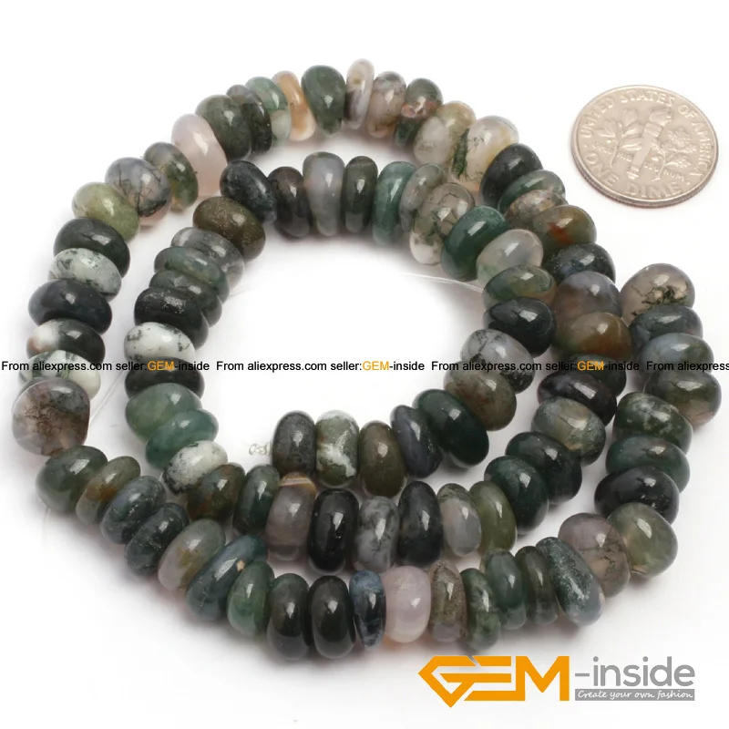 moss agate 3-5x10-12 мм фишки Формы Натуральный камень бусины: солнечный камень, розовый опал, унакит, авантюрин, Strand1" - Цвет: moss agate
