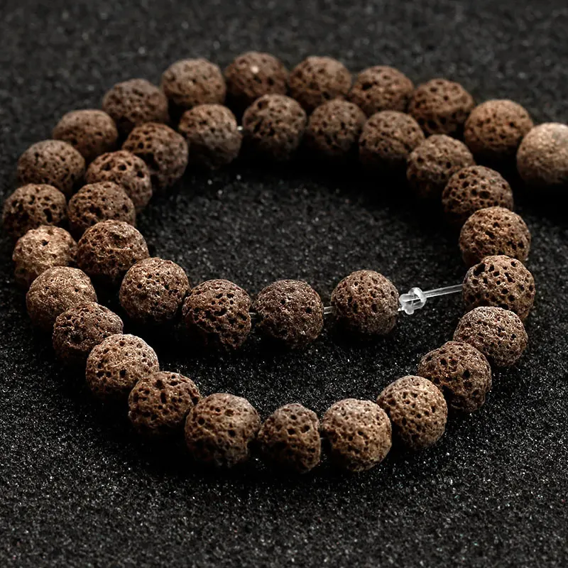 6-16 мм натуральные круглые коричневые бусинки из лавы и камня для изготовления