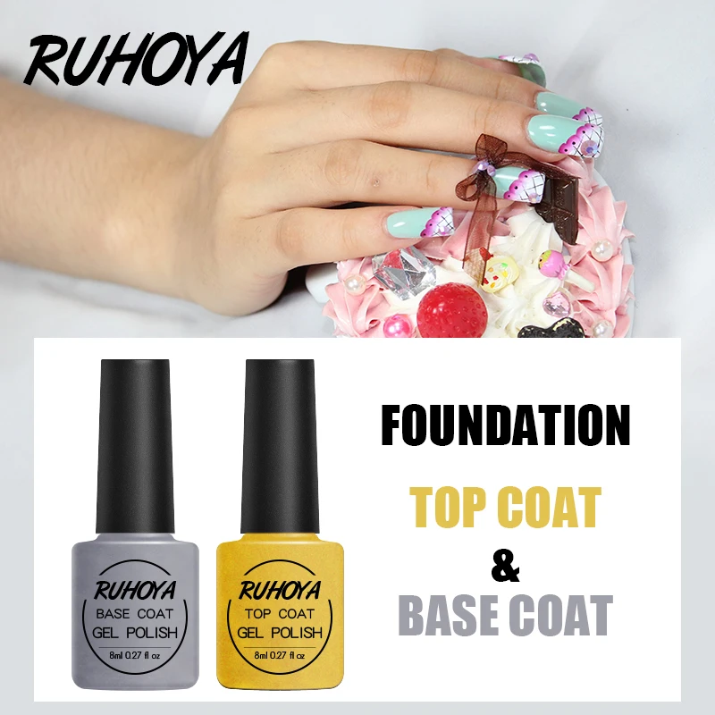 Ruhoya высококачественное Базовое покрытие верхнее УФ-Гель-лак для ногтей
