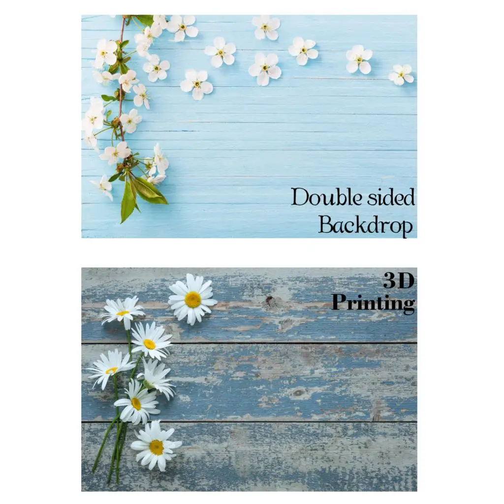 

Ins Style Photoshoot Photography Double Sides Photo Backdrop Double Sided Background wooden-texture-boards Backdrop With Flowers