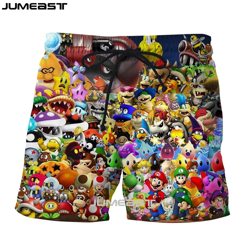 Jumeast бренд для мужчин/женщин 3D печатных мультфильм Супер Марио шорты летние новые быстросохнущие пляжные повседневные спортивные брюки короткие брюки
