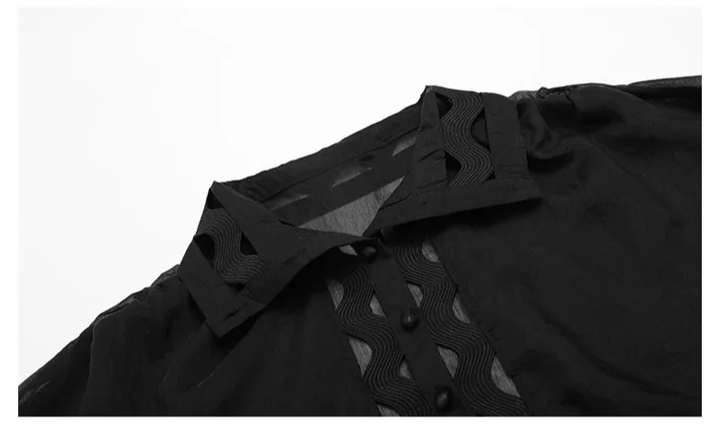 

New European Women's Blouses Sexy Hollow Out Chiffon Shirts 2019 Summer Perspective Ladies High Street Blouse Party Tops Clothes