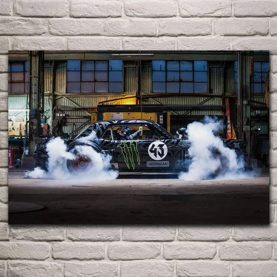 

drifting car burning tiers motorsport posters on the wall picture home living room decoration for bedroom KJ582