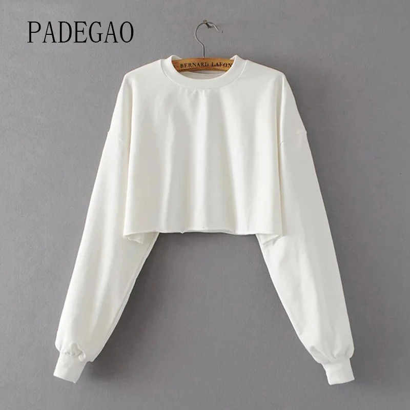 Женский укороченный пуловер 2017 с капюшоном Белый Черный Розовый свитшот длинным