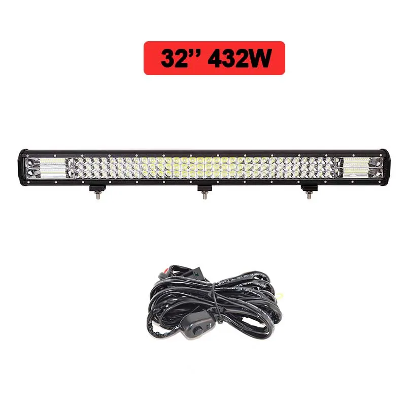 432w with wire kit Размеры 4, 10, 12, 18, 20, 23 дюймов внедорожный светодиодный светильник бар 324 Вт 396 Вт прожектор точечного комбинированного луча СВЕТОДИОДНЫЙ светильник тумана светильник для 4x4 4WD внедорожник ATV головной светильник - Цвет: 432w with wire kit