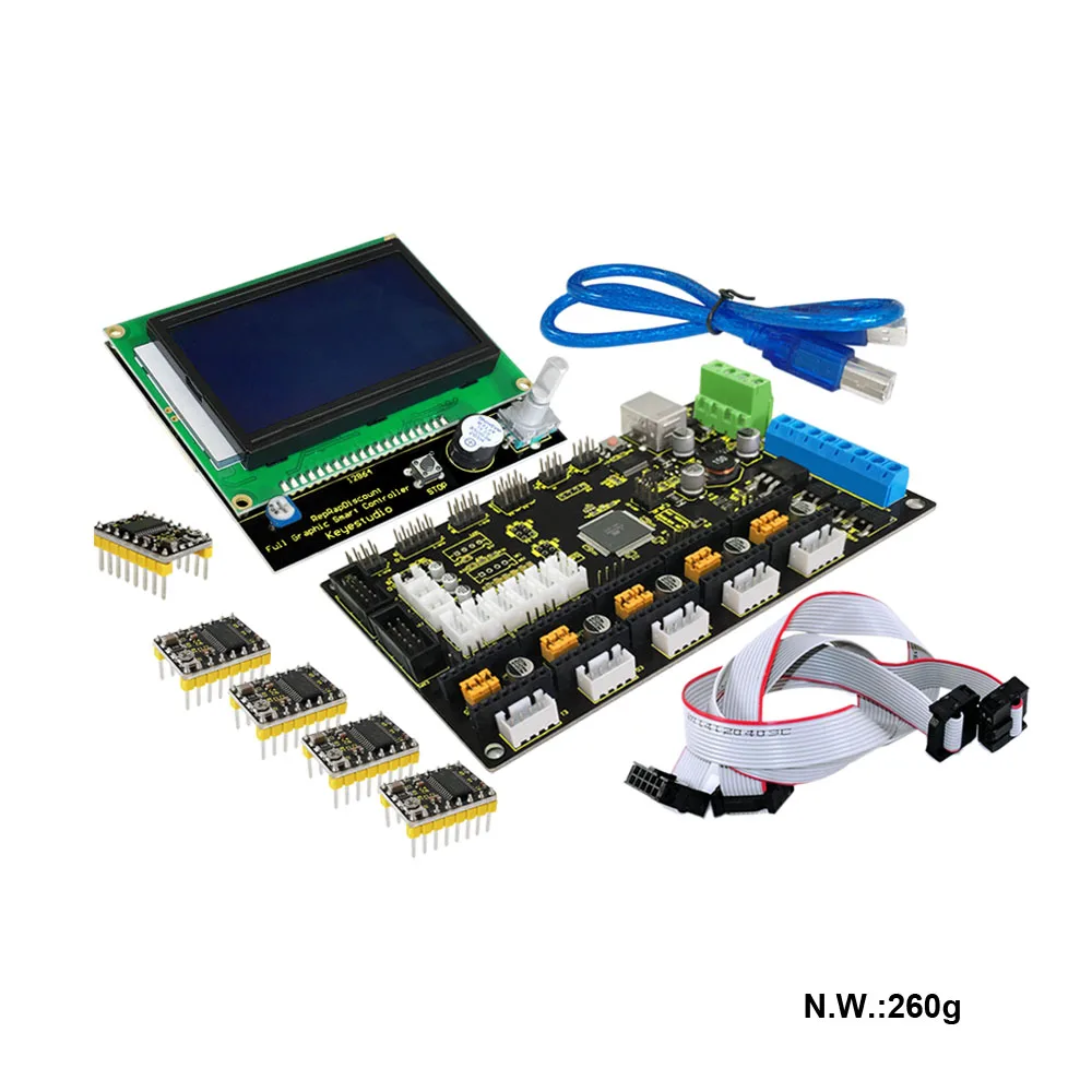 Keyestudio MKS GEN V1.2+ 5x8825 Шаг двигатель+ ЖК-дисплей 12864 Смарт ControllerFor 3D DIY комплект принтера