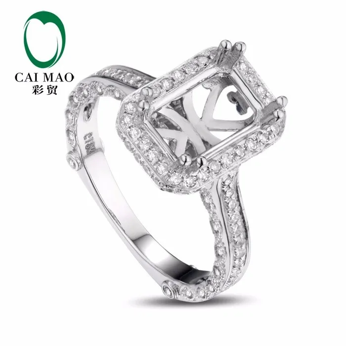 CaiMao Изумрудное кольцо Semi Mount кольцо настройки& 0.68ct АЛМАЗ 18 к белое золото обручальное кольцо с драгоценными камнями ювелирные изделия