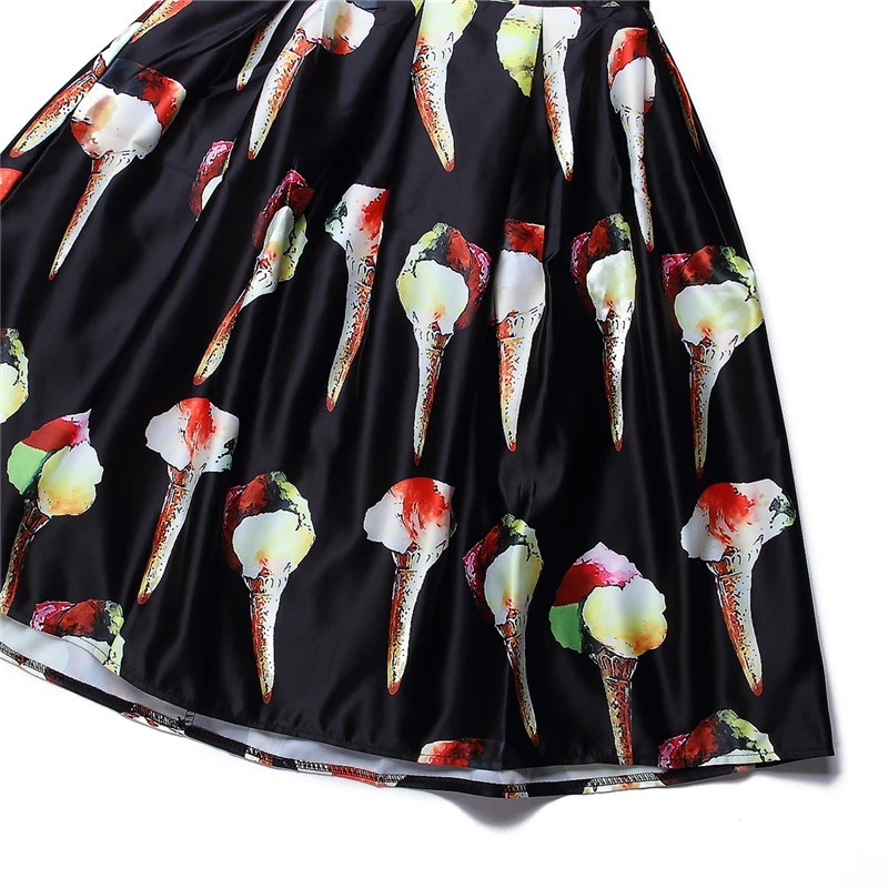 Женское бальное платье Neophil черное плиссированное средней длины с принтом