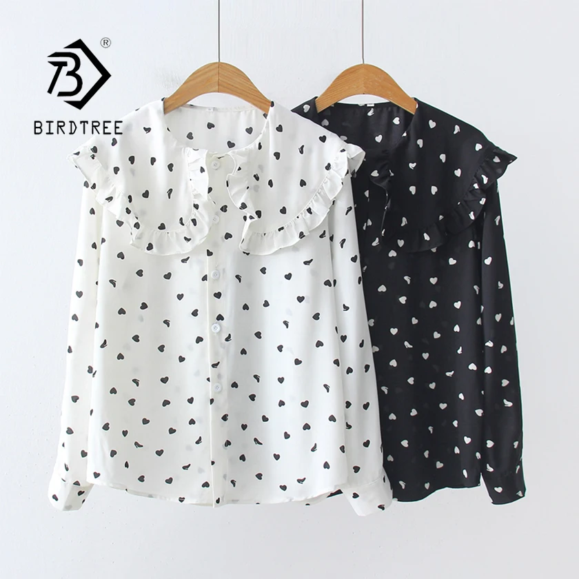 Новое поступление летняя шифоновая блузка в горошек с воротником Питер Пэн