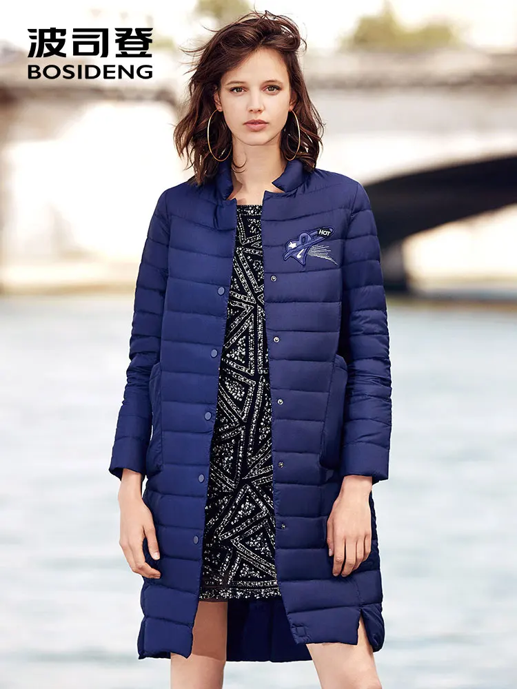 Женская длинная пуховая куртка BOSIDENG Офисная парка с отложным воротником и