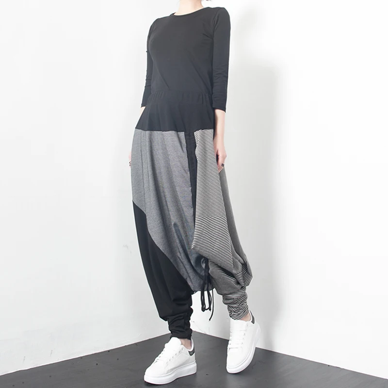 TWOTWINSTYLE лоскутные шаровары для женщин эластичные большой размер Ruched Drawstring