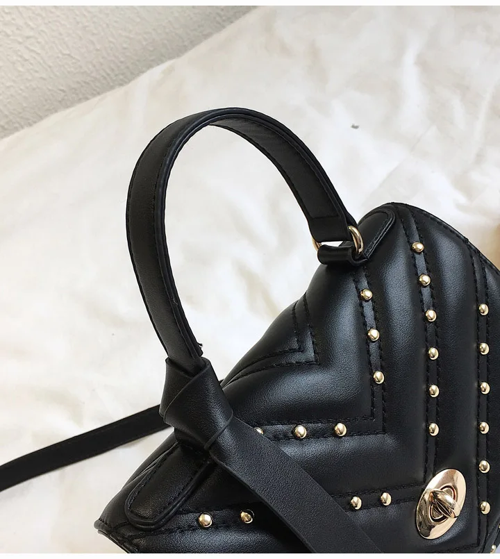 Хорошее качество Diamond Stripe шипованных Мода Pu кожаные женские Доктор Сумка Crossbody сумка на ремне Женский Bolsa