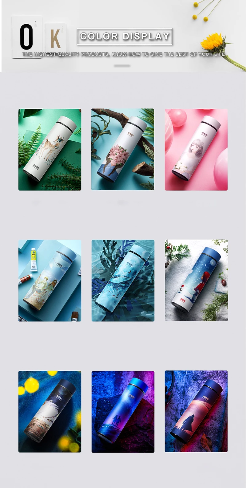 Cute fashion thermos bottle thermos mug stainless steel tumbler vacuum flask water bottle termica stainless thermos WZD080
