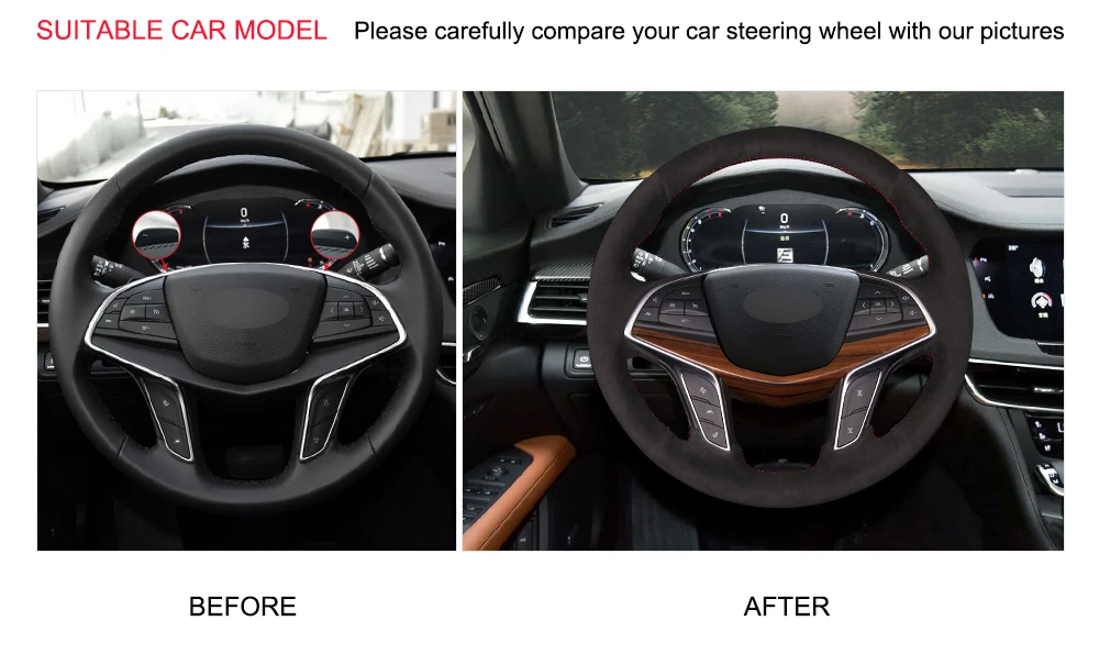 Вручную прошитый DIY черная замша рулевого колеса автомобиля крышка для Cadillac CT6- XT5