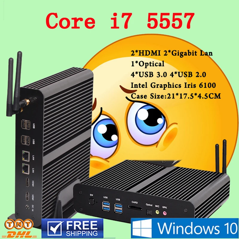Без вентилятора Мини ПК Linux Оконные рамы 10 бродуэлл Intel Core i7 5557u Max 3.4 ГГц Графика Iris