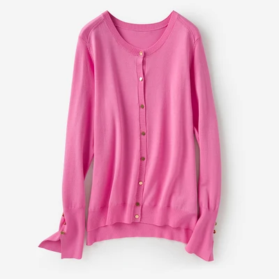 Rose Pink SuyaDream женские прочные кардиганы с длинными рукавами и металлическими пуговицами свитера осень зима - Цвет: Rose Pink