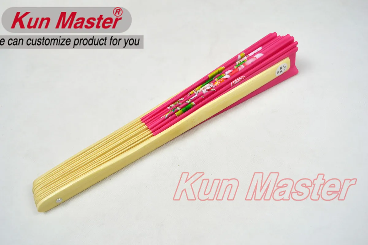 Кун мастер 34 см бамбуковый Китайский кунг-фу тайчи веер с пионами розовый дизайн |