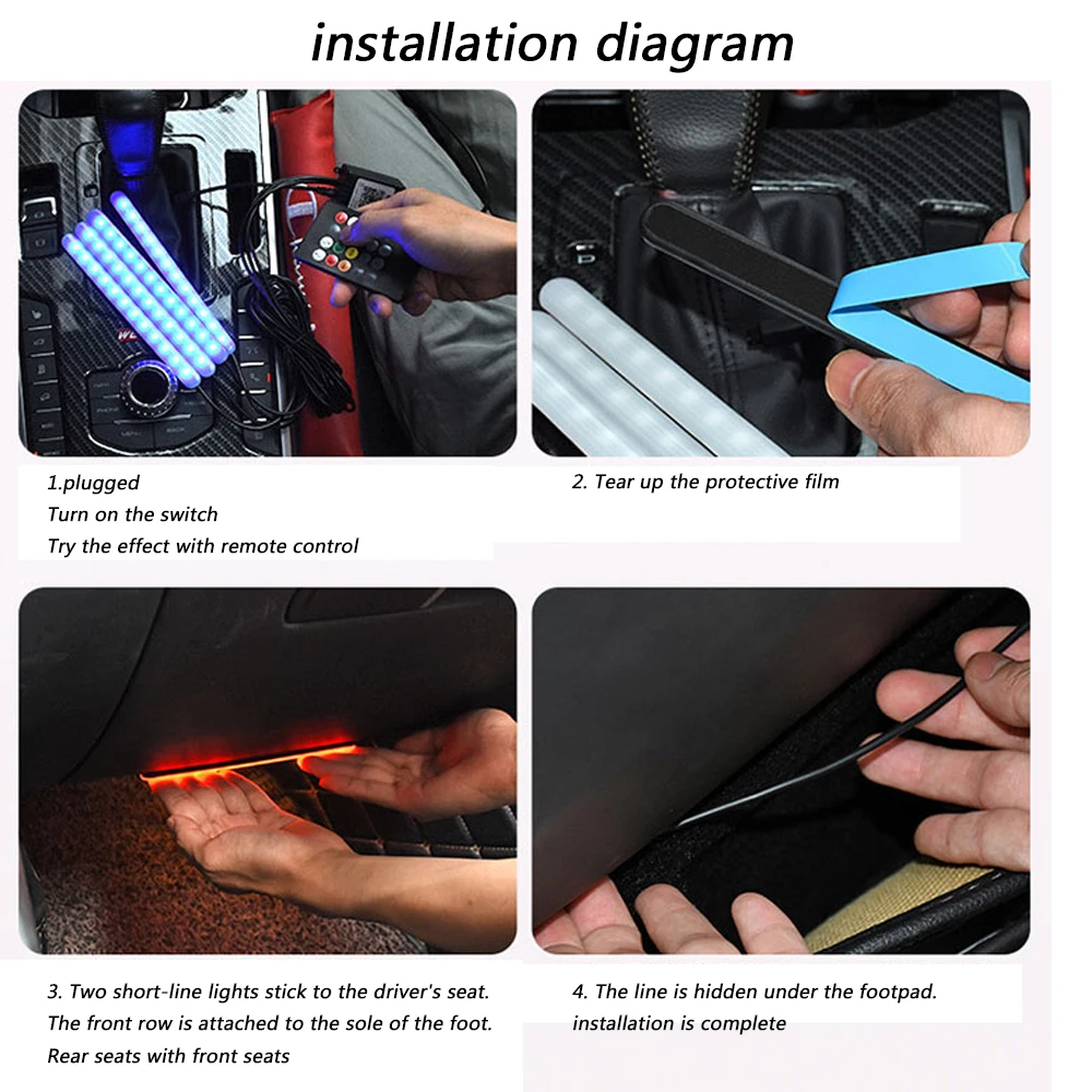 Автомобильный RGB светодиодный Цвета Декоративные Атмосферу лампы Красочные