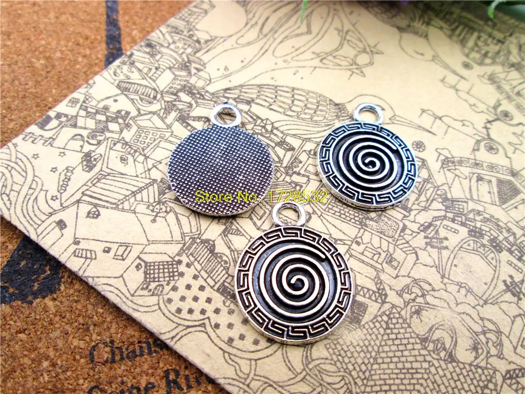 10 шт. спираль Очаровательная в серебряных тонах вихревой Подвески 24X19mm|pendant