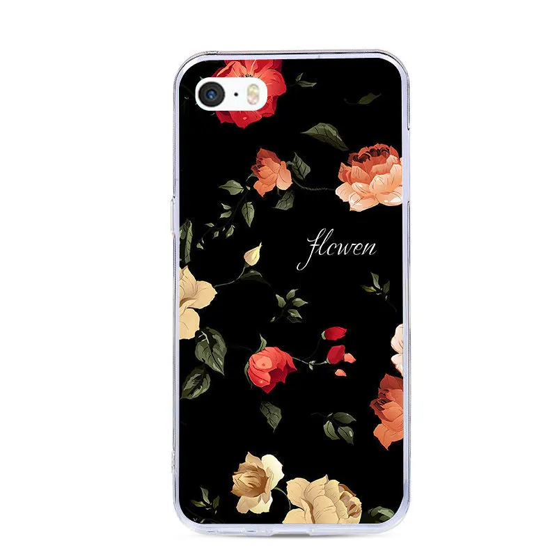 Flower Painted Cover Phone Case For iPhone 8 Plus 7 6 S 6Plus X 10 4 4S 5 5C 5S SE XR XS MAX Soft TPU Animals Pattern Shell |
