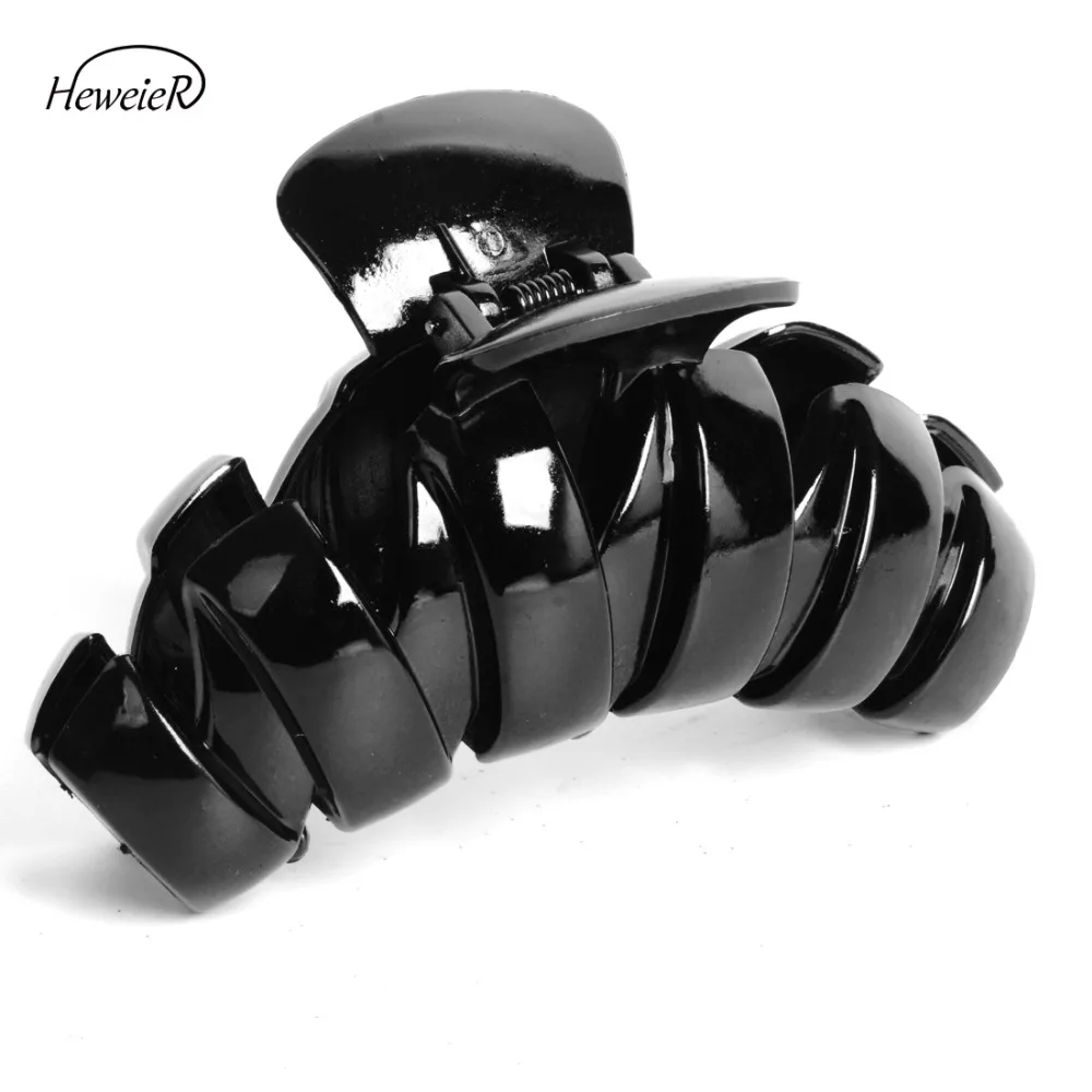 Женская большая черная пластиковая заколка для волос украшение зажим головной