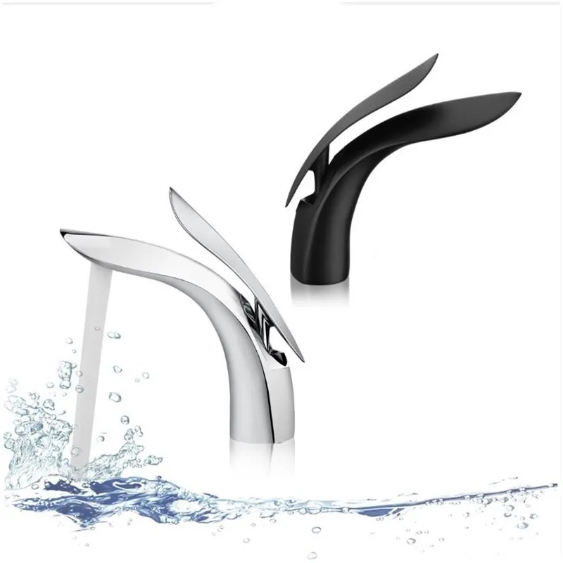 

Basin Faucets Leaf Design Bathroom Basin Mixer Tap Hot and Cold Chrome or ORB Finish Brass Toilet Sink Water Crane