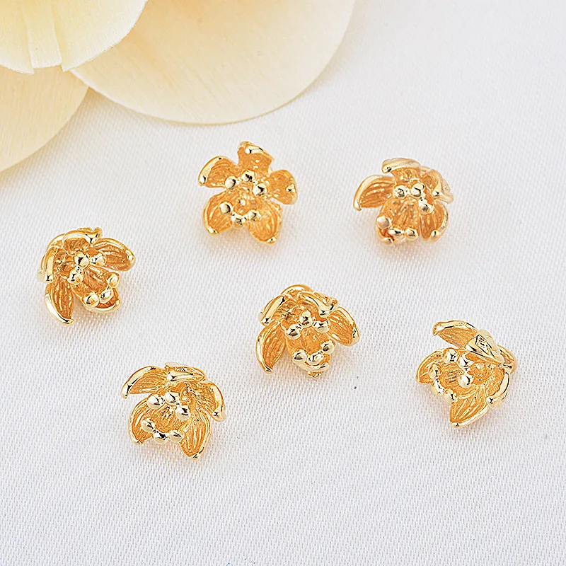 

20pcs Small pendant necklace bracelet diy manual wholesale plating of gold 8.5 mm stereo flower small pendant