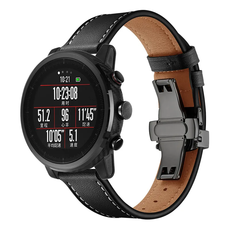 Ремешок для часов Xiaomi Huami Amazfit Stratos 2 2s из кожи высокого качества с металлической